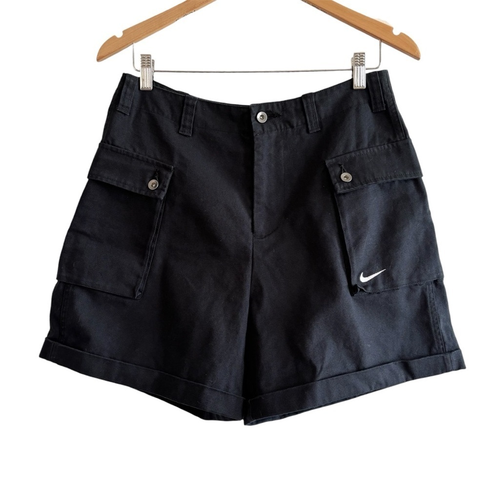 Nike Woven Wide Leg Cargo Canvas Shorts in Black